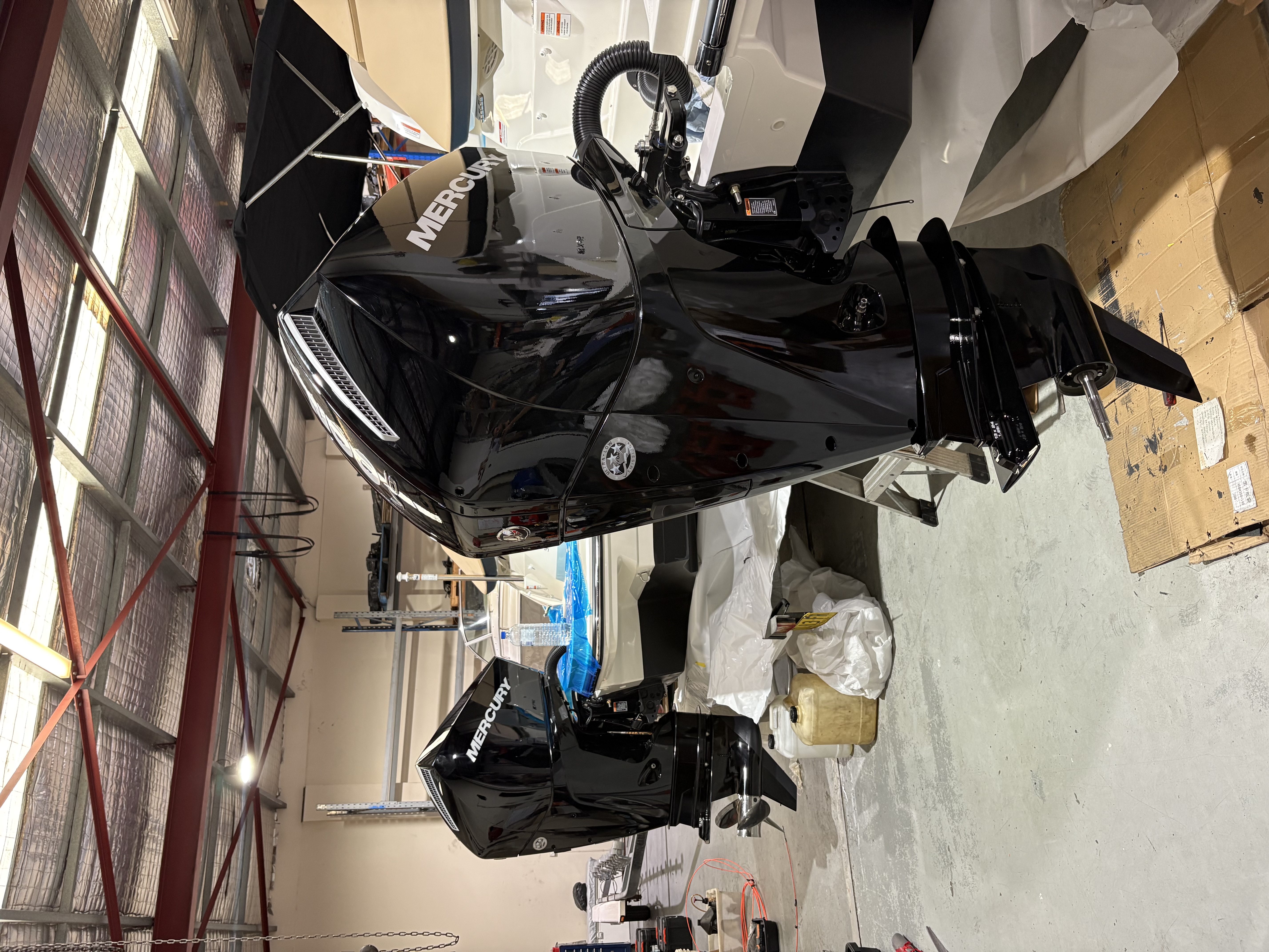 Mercury engines in workshop